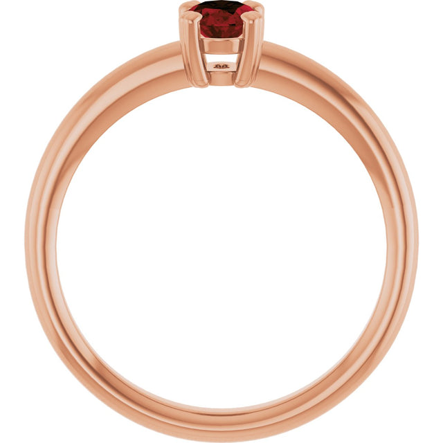 14K Gold Emerald Natural Mozambique Garnet Double-Prong Ring - Rose Gold - view 2