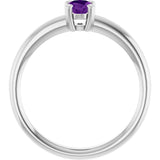 10K Gold Oval Natural Amethyst Double-Prong Ring - White Gold - view 2