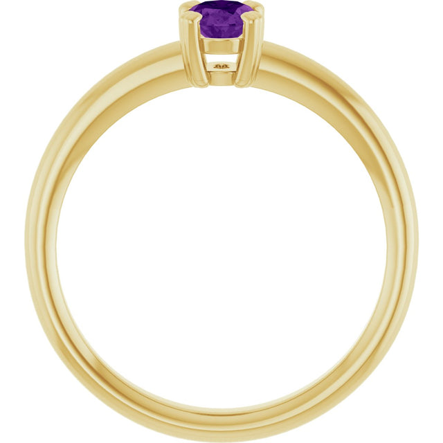 10K Gold Oval Natural Amethyst Double-Prong Ring - Yellow Gold - view 2