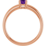 14K Gold Emerald Natural Amethyst Double-Prong Ring - Rose Gold - view 2