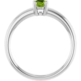 10K Gold Oval Natural Peridot Double-Prong Ring - White Gold - view 2