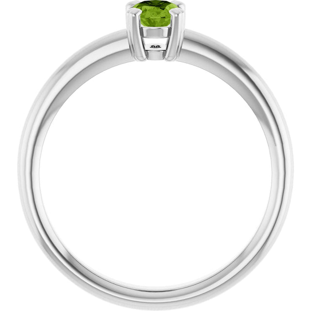 10K Gold Oval Natural Peridot Double-Prong Ring - White Gold - view 2