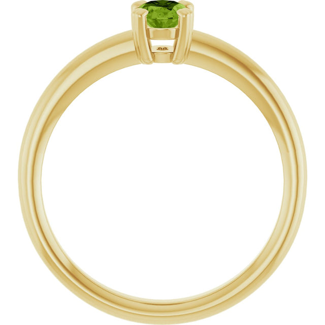 10K Gold Oval Natural Peridot Double-Prong Ring - Yellow Gold - view 2