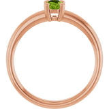 14K Gold Emerald Natural Peridot Double-Prong Ring - Rose Gold - view 2