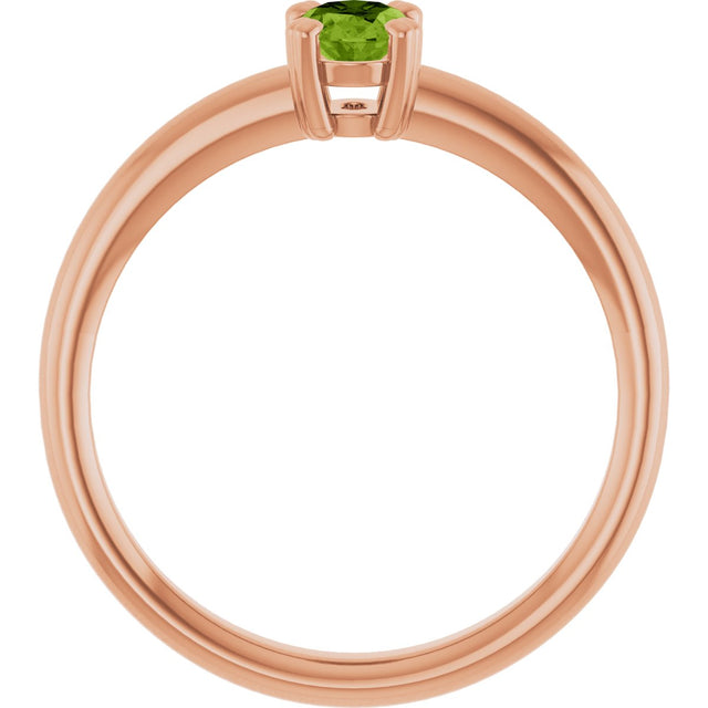 14K Gold Emerald Natural Peridot Double-Prong Ring - Rose Gold - view 2