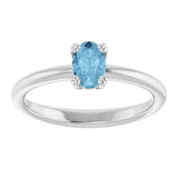 10K Gold Oval Natural Sky Blue Topaz Double-Prong Ring - White Gold - view 3