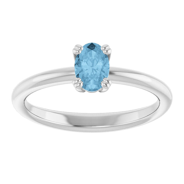10K Gold Oval Natural Sky Blue Topaz Double-Prong Ring - White Gold - view 3