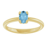 10K Gold Oval Natural Sky Blue Topaz Double-Prong Ring - Yellow Gold - view 3