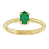 10K Gold Oval Lab-Grown Emerald Double-Prong Ring - Yellow Gold - view 3