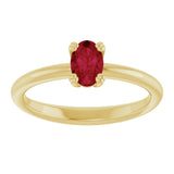 10K Gold Oval Lab-Grown Ruby Double-Prong Ring - Yellow Gold - view 3