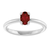 10K Gold Oval Natural Mozambique Garnet Double-Prong Ring - White Gold - view 3