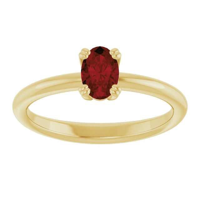 10K Gold Oval Natural Mozambique Garnet Double-Prong Ring - Yellow Gold - view 3