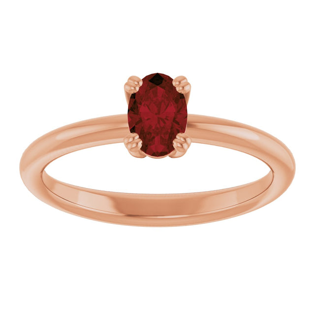 14K Gold Emerald Natural Mozambique Garnet Double-Prong Ring - Rose Gold - view 3