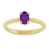 10K Gold Oval Natural Amethyst Double-Prong Ring - Yellow Gold - view 3