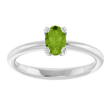 10K Gold Oval Natural Peridot Double-Prong Ring - White Gold - view 3