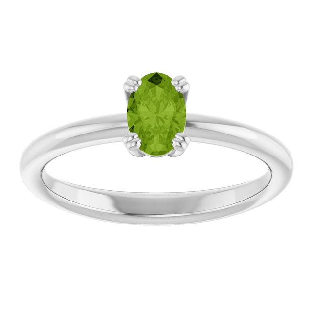 10K Gold Oval Natural Peridot Double-Prong Ring - White Gold - view 3