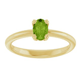 10K Gold Oval Natural Peridot Double-Prong Ring - Yellow Gold - view 3