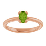 14K Gold Emerald Natural Peridot Double-Prong Ring - Rose Gold - view 3