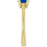 10K Gold Oval Lab-Grown Blue Sapphire Double-Prong Ring - Yellow Gold - view 4