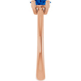 14K Gold Oval Lab-Grown Blue Sapphire Double-Prong Ring - Rose Gold - view 4