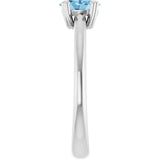 10K Gold Oval Natural Sky Blue Topaz Double-Prong Ring - White Gold - view 4