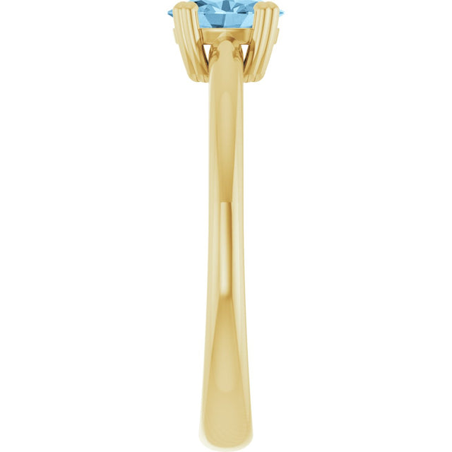 10K Gold Oval Natural Sky Blue Topaz Double-Prong Ring - Yellow Gold - view 4