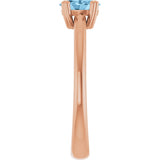14K Gold Oval Natural Sky Blue Topaz Double-Prong Ring - Rose Gold - view 4