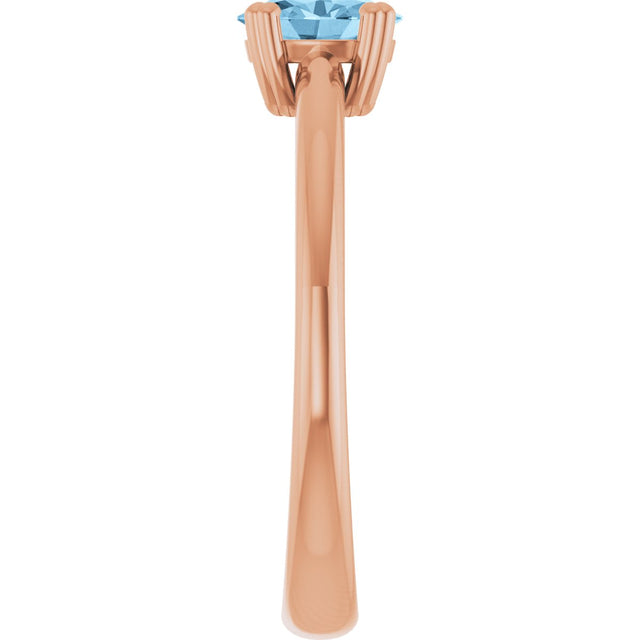 14K Gold Oval Natural Sky Blue Topaz Double-Prong Ring - Rose Gold - view 4