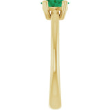 10K Gold Oval Lab-Grown Emerald Double-Prong Ring - Yellow Gold - view 4