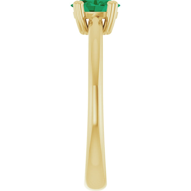 10K Gold Oval Lab-Grown Emerald Double-Prong Ring - Yellow Gold - view 4