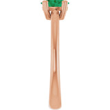 14K Gold Oval Lab-Grown Emerald Double-Prong Ring - Rose Gold - view 4