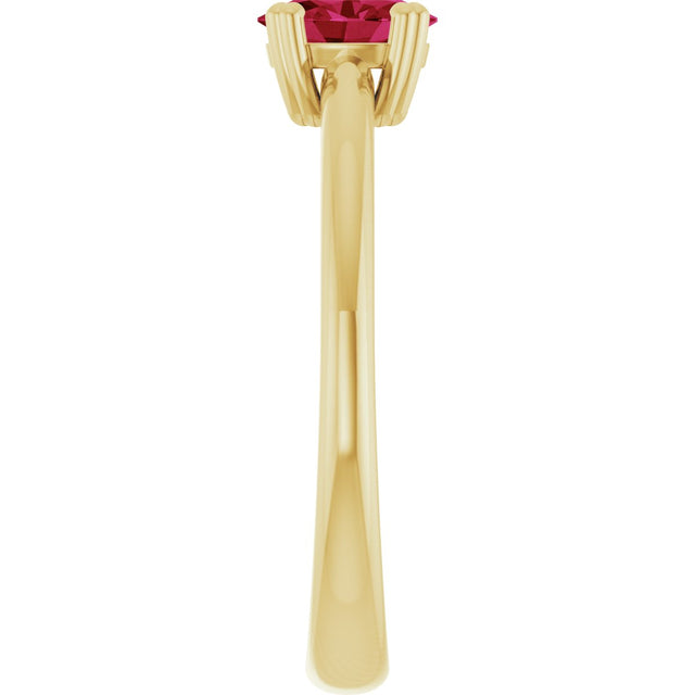 10K Gold Oval Lab-Grown Ruby Double-Prong Ring - Yellow Gold - view 4