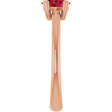 14K Gold Oval Lab-Grown Ruby Double-Prong Ring - Rose Gold - view 4