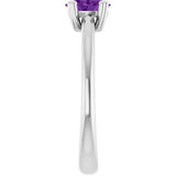 10K Gold Oval Natural Amethyst Double-Prong Ring - White Gold - view 4