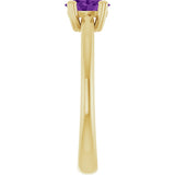 10K Gold Oval Natural Amethyst Double-Prong Ring - Yellow Gold - view 4
