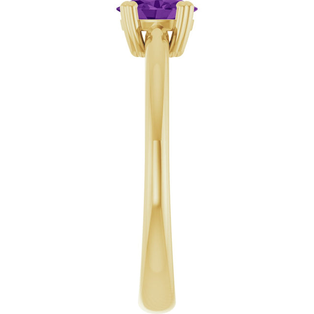 10K Gold Oval Natural Amethyst Double-Prong Ring - Yellow Gold - view 4