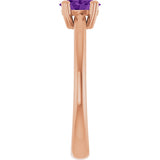 14K Gold Emerald Natural Amethyst Double-Prong Ring - Rose Gold - view 4