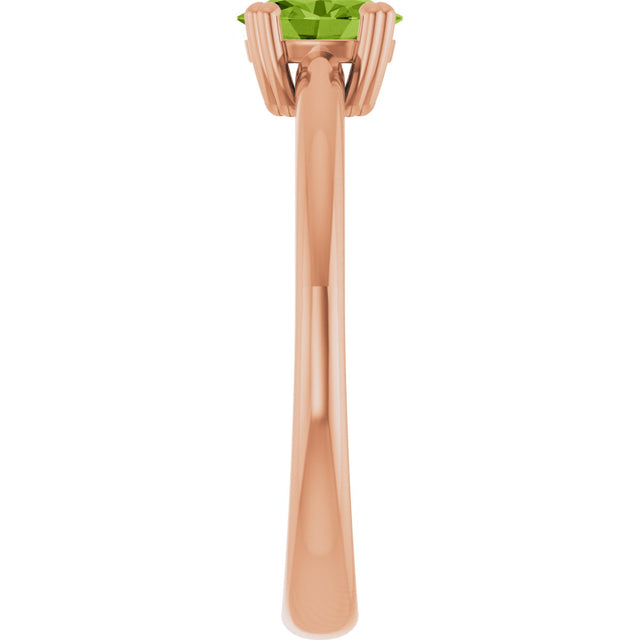 14K Gold Emerald Natural Peridot Double-Prong Ring - Rose Gold - view 4