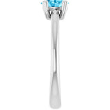 10K Gold Oval Natural Aquamarine Double-Prong Ring - White Gold - view 4