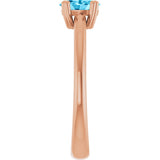 14K Gold Oval Natural Aquamarine Double-Prong Ring - Rose Gold - view 4