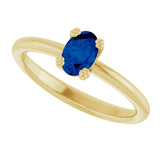 10K Gold Oval Lab-Grown Blue Sapphire Double-Prong Ring - Yellow Gold - view 5
