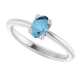 10K Gold Oval Natural Sky Blue Topaz Double-Prong Ring - White Gold - view 5