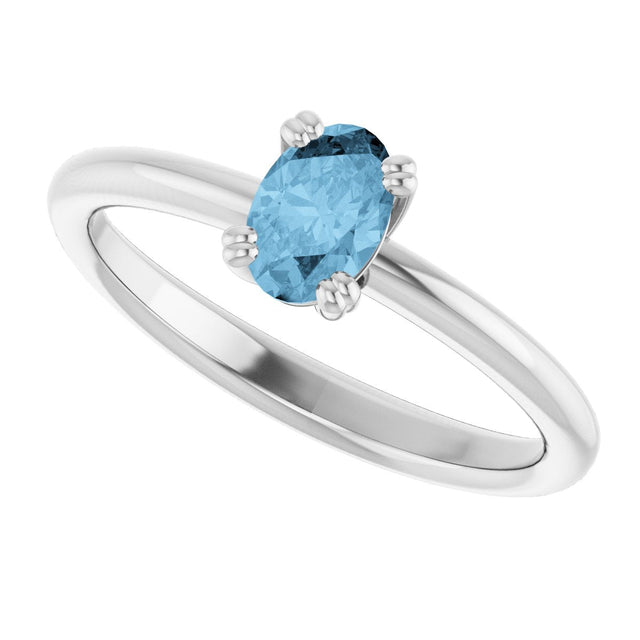 10K Gold Oval Natural Sky Blue Topaz Double-Prong Ring - White Gold - view 5