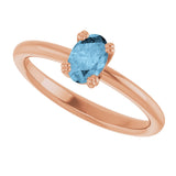 14K Gold Oval Natural Sky Blue Topaz Double-Prong Ring - Rose Gold - view 5