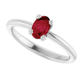 10K Gold Oval Lab-Grown Ruby Double-Prong Ring - White Gold - view 5