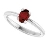 10K Gold Oval Natural Mozambique Garnet Double-Prong Ring - White Gold - view 5