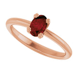 14K Gold Emerald Natural Mozambique Garnet Double-Prong Ring - Rose Gold - view 5
