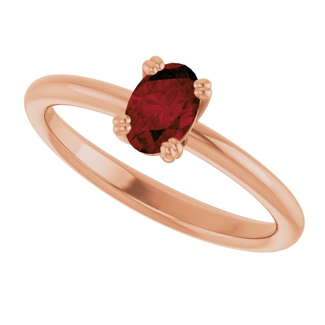 14K Gold Emerald Natural Mozambique Garnet Double-Prong Ring - Rose Gold - view 5