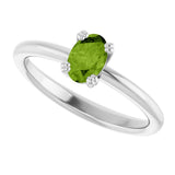 10K Gold Oval Natural Peridot Double-Prong Ring - White Gold - view 5
