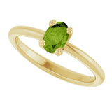 10K Gold Oval Natural Peridot Double-Prong Ring - Yellow Gold - view 5